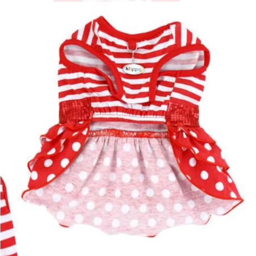 Darling Klippo Sparkling Bow Ruffle Layered Dog Dress size L
